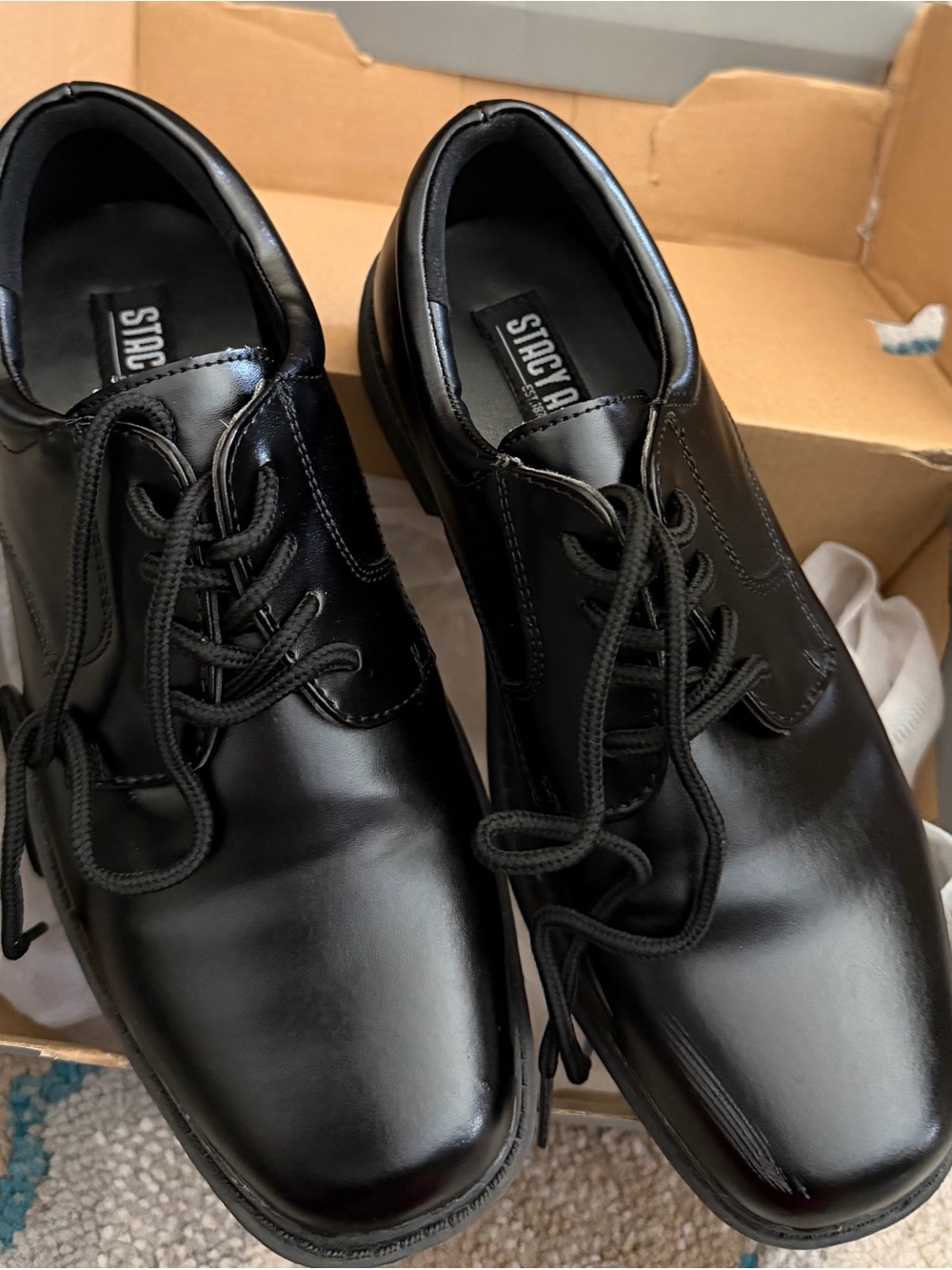 Stacy Adams Black Kids Lace-Up Oxford Dress Shoes